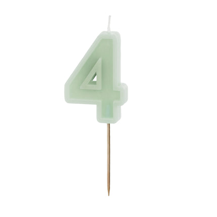 4 Jahre Kerze Mintgrün 10cm