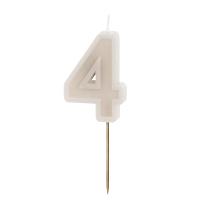 4 Jahre Kerze Beige 10cm