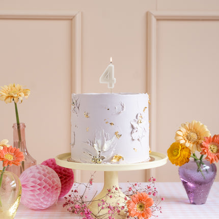 4 Jahre Kerze Beige 10cm