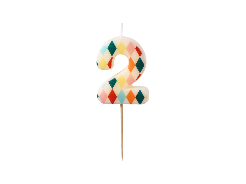 2 Jahre Kerze Farbig 5,5cm