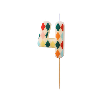 4 Jahre Kerze Farbig 5,5cm