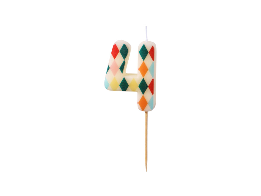 4 Jahre Kerze Farbig 5,5cm
