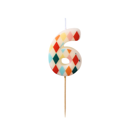 6 Jahre Kerze Farbig 5,5cm