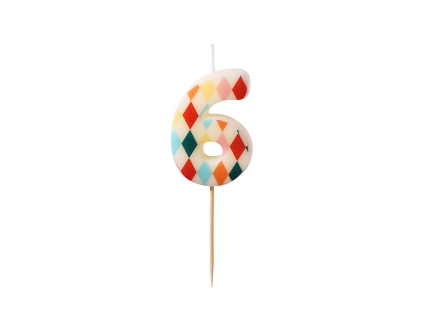 6 Jahre Kerze Farbig 5,5cm