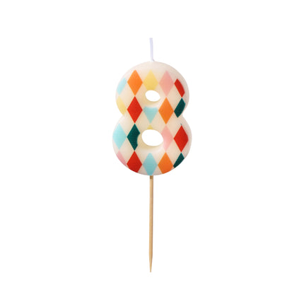 8 Jahre Kerze Farbig 5,5cm