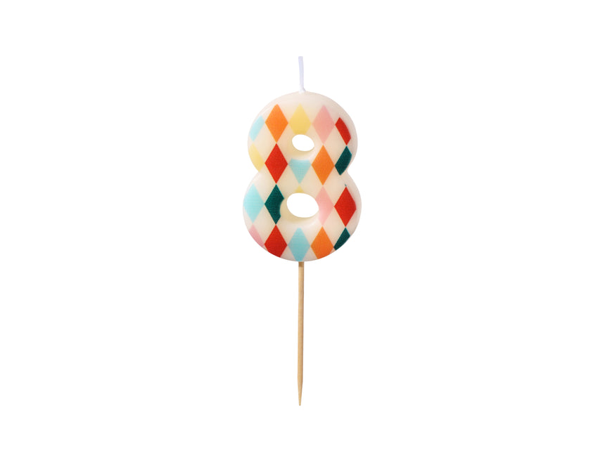 8 Jahre Kerze Farbig 5,5cm