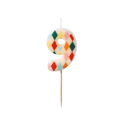 9 Jahre Kerze Farbig 5,5cm