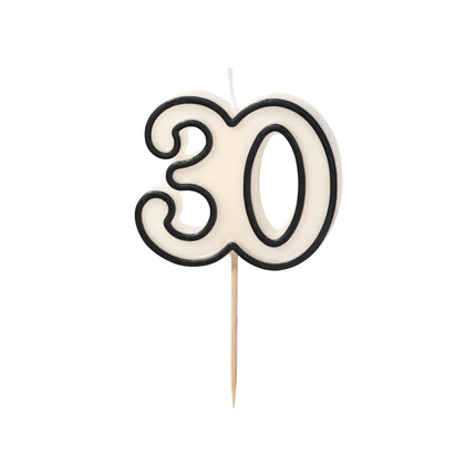 30 Jahre Kerze Schwarz Weiß 5,5cm