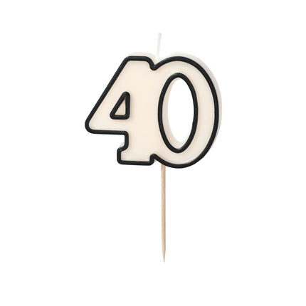 40 Jahre Kerze Schwarz Weiß 5,5cm