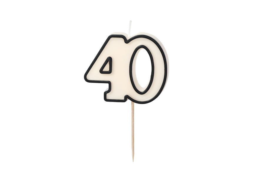 40 Jahre Kerze Schwarz Weiß 5,5cm