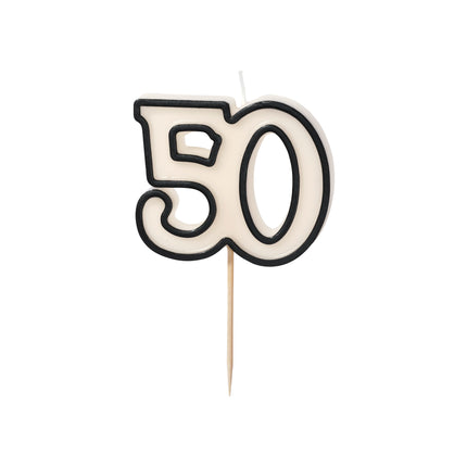 50 Jahre Kerze Schwarz Weiß 5,5cm