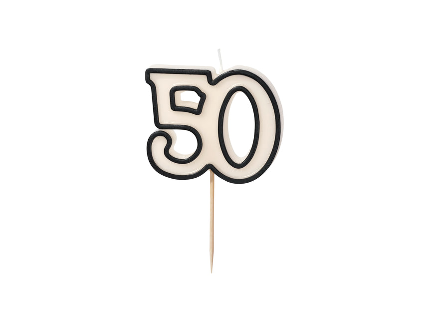 50 Jahre Kerze Schwarz Weiß 5,5cm