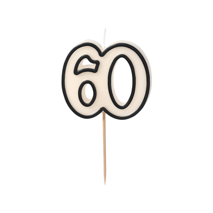 60 Jahre Kerze Schwarz Weiß 5,5cm