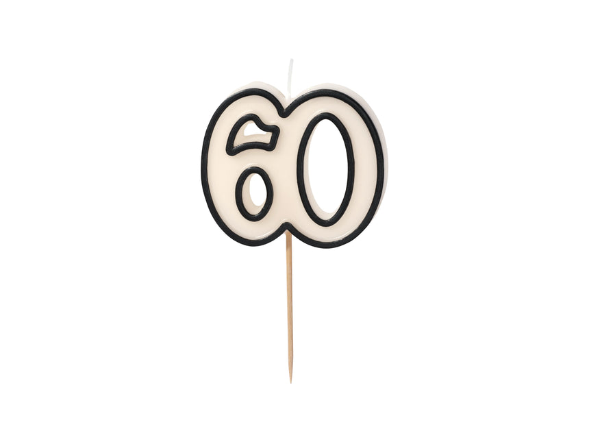 60 Jahre Kerze Schwarz Weiß 5,5cm