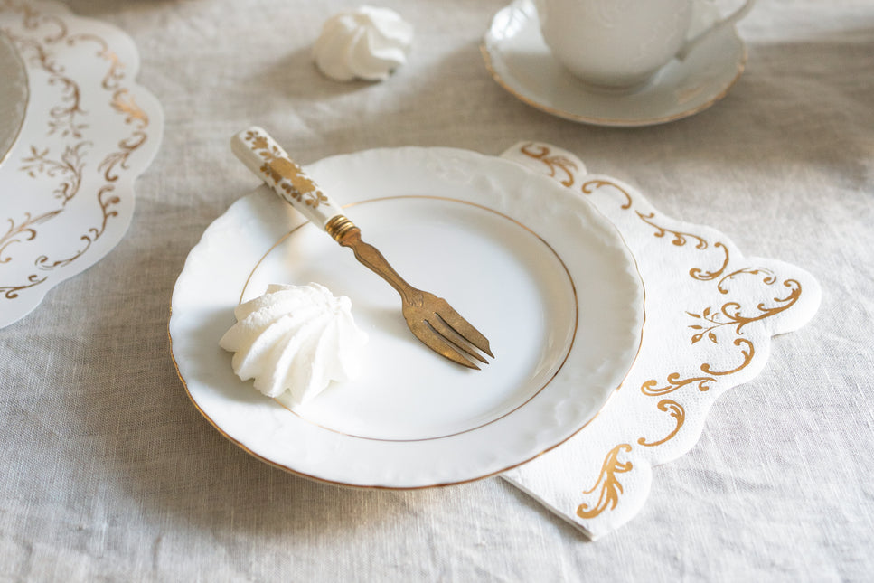 Gold Weiße Servietten Ornament 33cm