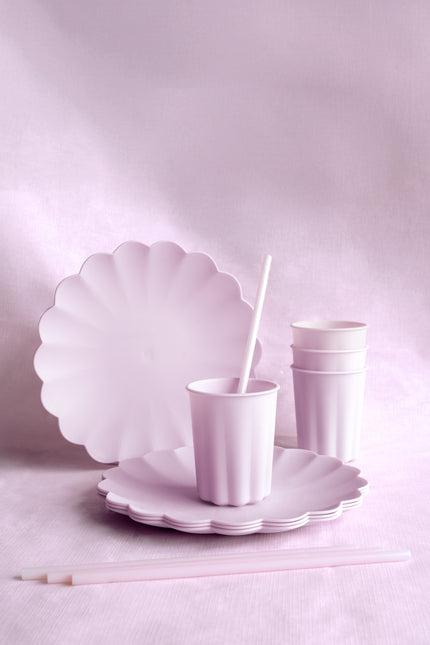Lila Strohhalme aus Plastik 23cm 12 Stk