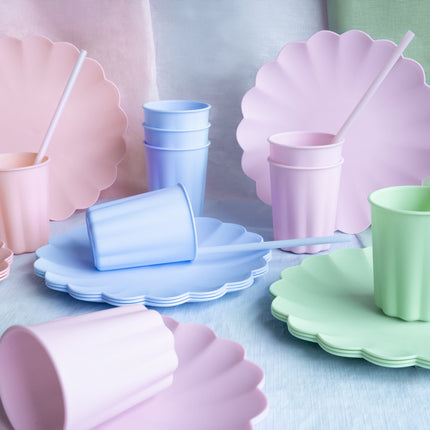 Lila Strohhalme aus Plastik 23cm 12 Stk