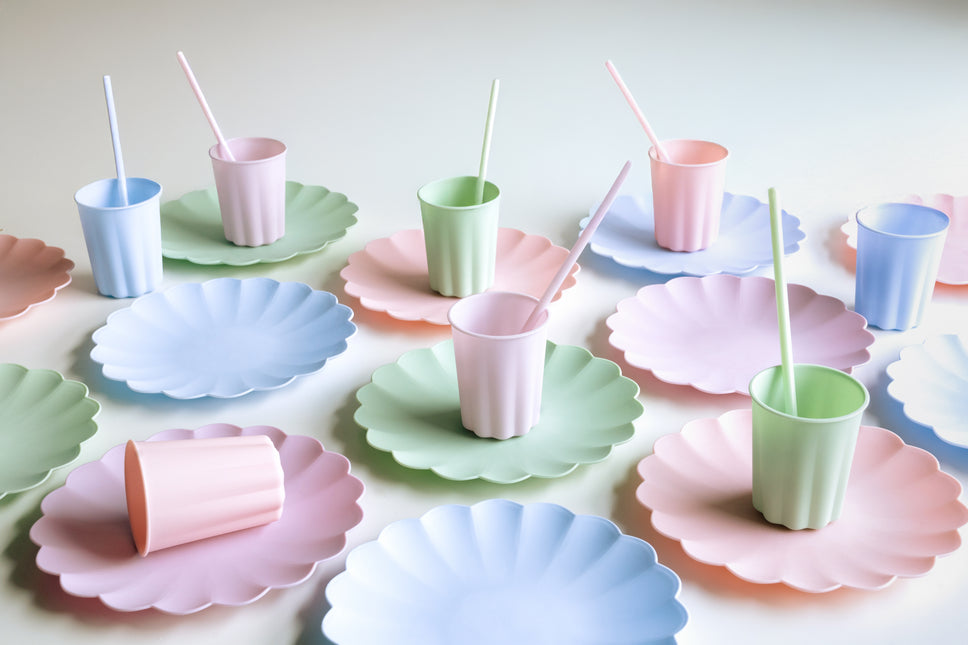 Lila Strohhalme aus Plastik 23cm 12 Stk
