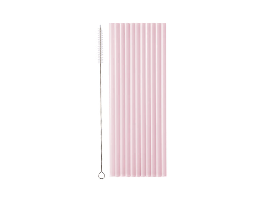 Rosa Strohhalme aus Plastik 23cm 12 Stk