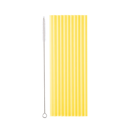 Gelbe Strohhalme inkl. Reinigungsbürste 23cm 12 Stk