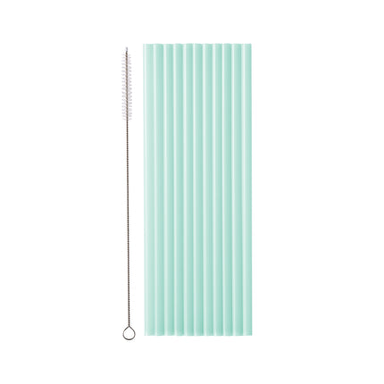 Türkisfarbene Strohhalme aus Plastik 23cm 12 Stk