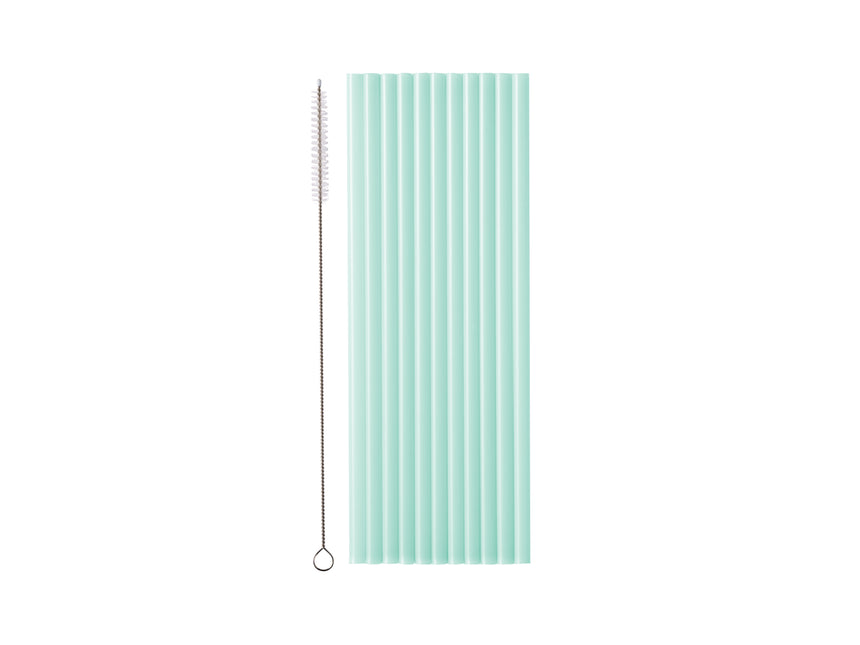 Türkisfarbene Strohhalme aus Plastik 23cm 12 Stk