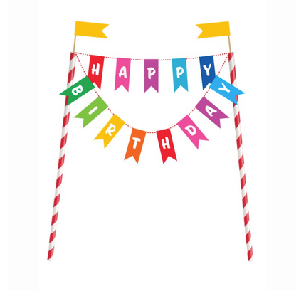 Regenbogen Geburtstag Wimpel Tortenaufleger