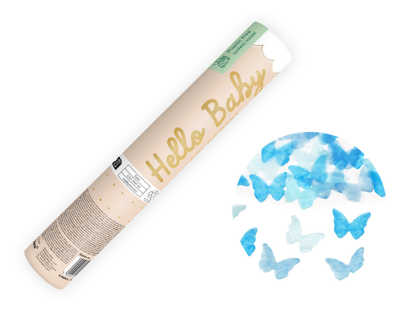 Schmetterling Konfettikanone Blau 20cm
