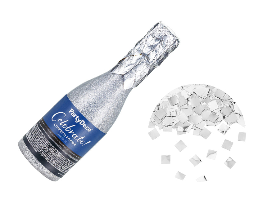 Silberne Konfetti-Kanone Champagner 20,5cm