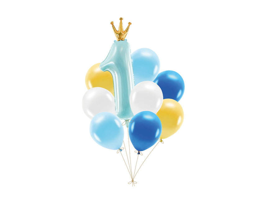 1 Jahr Luftballons Set Blau 9 Stück