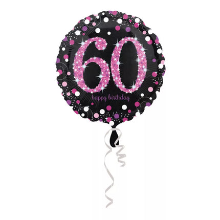 60 Jahre Helium Ballon Schwarz Rosa Leer 45cm