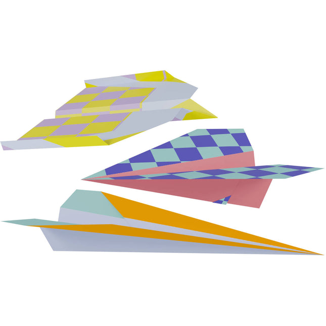 Buntes Bastelset Papierflugzeuge 12tlg