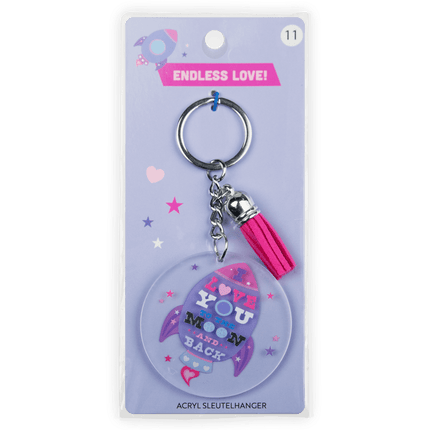Acryl sleutelhanger To the moon and back van Paper Dreams koop je bij Partywinkel