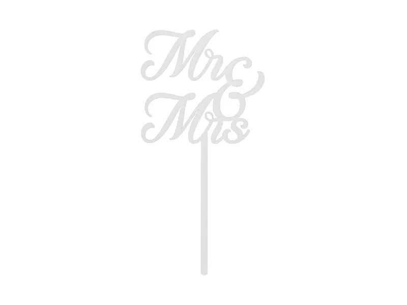 Acryl taarttopper MR & MRS, wit, 16,5 cm van Partydeco koop je bij Partywinkel