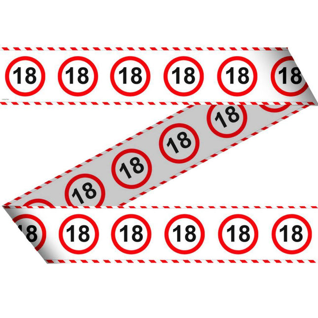Afzetlint 18 Jaar Verkeersbord 15m - Partywinkel - 8714572284189