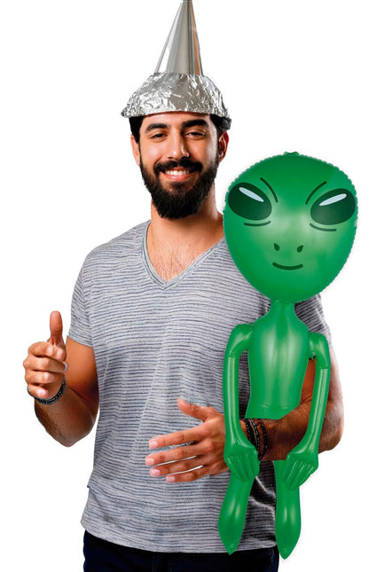 Alien Opblaas Groen 90cm van Fiestas Guirca koop je bij Partywinkel