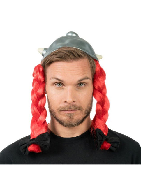 Asterix Obelix Helm met Rode Vlechten 52x40cm van CHAKS koop je bij Partywinkel