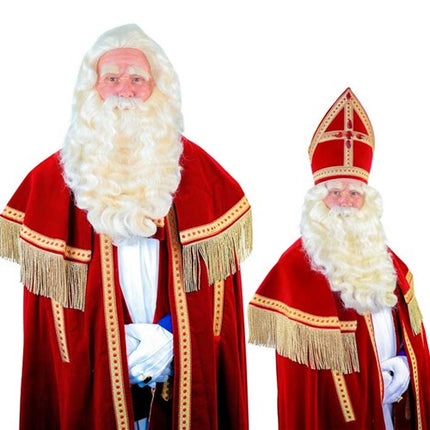 Sinterklaas Falscher Bart Weiß Deluxe Lang