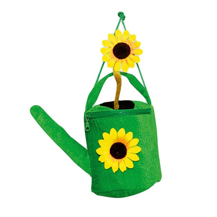 Sonnenblumen-Gießkanne, Umhängetasche, grün, 34 cm