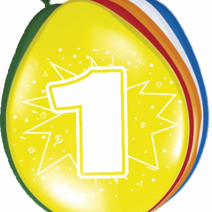 Ballonnen 1 Jaar 30cm 8st - Partywinkel - 8714572082013