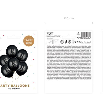 Ballonnen 18 Jaar & Brilliant Zwart 30cm 6st van Partydeco koop je bij Partywinkel
