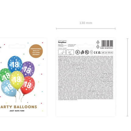 Ballonnen 18 Jaar Gekleurd Metallic 30cm 6st van Partydeco koop je bij Partywinkel