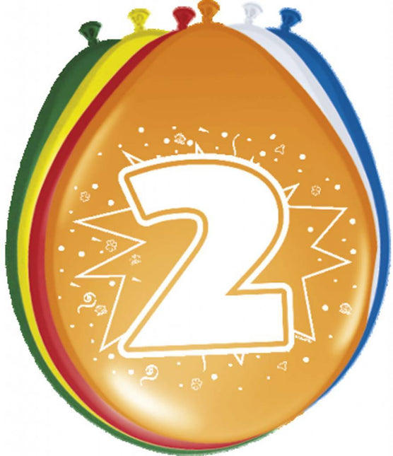 Ballonnen 2 Jaar 30cm 8st - Partywinkel - 8714572082020