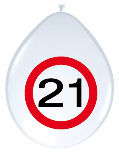 Ballonnen 21 Jaar Verkeersbord 30cm 8st - Partywinkel - 8714572053709