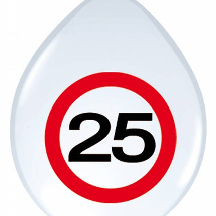 Ballonnen 25 Jaar Verkeersbord 30cm 8st - Partywinkel - 8714572053747