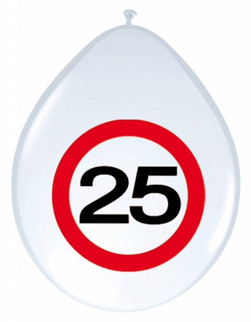 Ballonnen 25 Jaar Verkeersbord 30cm 8st - Partywinkel - 8714572053747