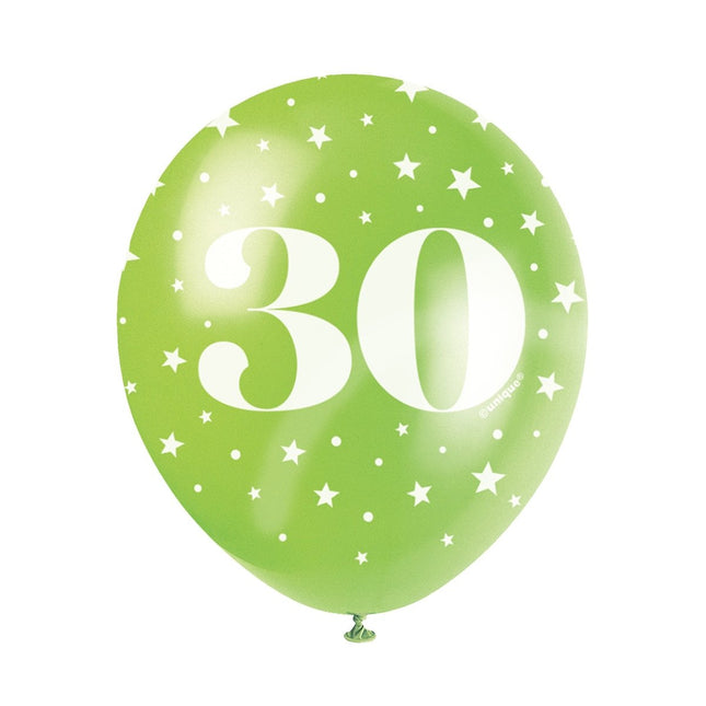 Ballonnen 30 Jaar Confetti 30cm 5st van Unique koop je bij Partywinkel