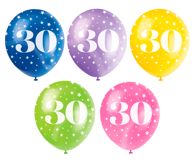 Ballonnen 30 Jaar Confetti 30cm 5st van Unique koop je bij Partywinkel