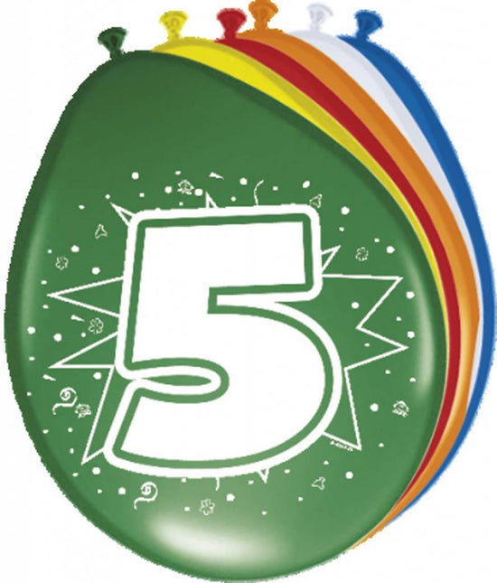 Ballonnen 5 Jaar 30cm 8st - Partywinkel - 8714572082051