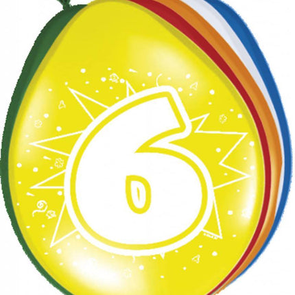 Ballonnen 6 Jaar 30cm 8st - Partywinkel - 8714572082068